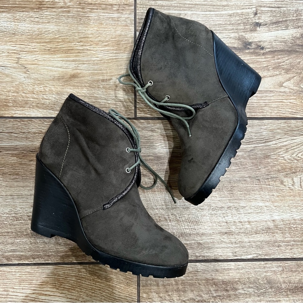 Anthropologie Vanessa Wu wedge booties Boots Size 10 Gray EU 41 - Picture 8 of 16